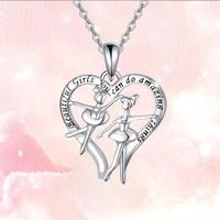2025 Bijoux de danse Cadeau Sterling Collier Ballerine Deux Ballet Danseur Coeur Collier pour Femmes