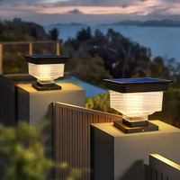 OVO-019 Lampe solaire LED moderne pour poteau, étanche IP65, éclairage décoratif extérieur pour portail, pilier, clôture, terrasse, colonne