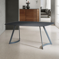 Meubles de salle à manger extensibles et réglables de luxe moderne personnalisés avec pieds en métal, plateau en céramique et table en verre trempé