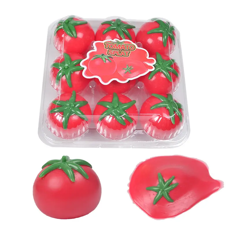 بيع بالجملة مخصص ألعاب فيدجيت لينة لزجة تخفيف التوتر الكرة الإجهاد الفاكهة الخضار لصق الكرة لعبة الطماطم