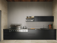 Îlot de cuisine moderne extérieur durable grilles de barbecue robinet en acier inoxydable finition laquée panneau de mélamine évier armoires de cuisine