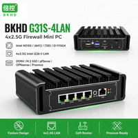 Mini PC BKHD G31S 4LAN Intel Celeron N5105 J6412 7305 Core I3-1115G4 4LAN 2.5Gb I226V sans ventilateur, pare-feu, appareil réseau