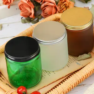 Trong Kho 100Ml 250Ml Ánh Sáng Và Bóng Tối Colour Nến Jar Nến Thủy Tinh Jar Với Vít Nắp Kim Loại