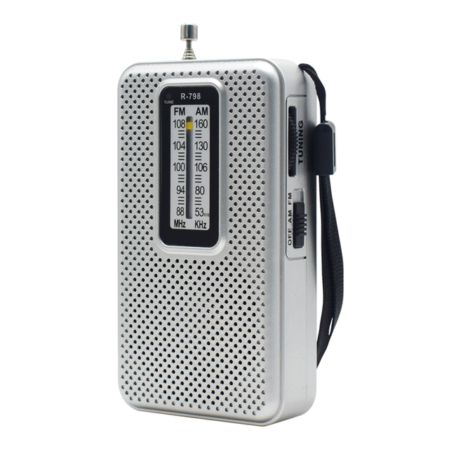 Portable Plastic AM/FM Radio with Highly Sensitive Headphone Jack Battery-Powered DC 240V AC Input