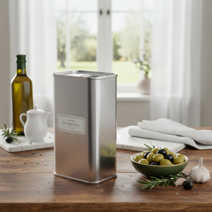 Rectangular Metal <b>tin</b> container Olive Oil Food <b>Storage</b> Container 49 x 75x120mm dimensions 0.4 Lt - Product Image 3