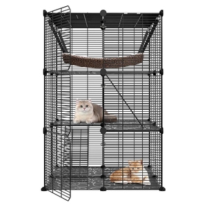 3-laags binnen DIY dierenkooi, kattenhuis, afneembare metalen draadren met hangmat voor 2 katten, fretten en chinchilla's - Product Image 6