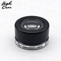 Pot en verre transparent, blanc ou noir personnalisé de 2 oz, 3 oz, 4 oz avec couvercle grossissant en plastique transparent/noir et autocollant personnalisé