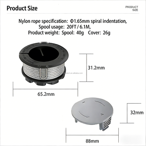 8xF016800570 Carrete de Hilo de Repuesto 6.1M/20FT 1.65mm con Tapa Negra para Recortadora de Césped Universal GrassCut 18-26, Piezas para Cortacésped - Product Image 5