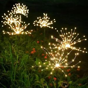 Lumières solaires LED IP65 multicolores en forme de feux d'artifice, petite décoration de jardin, fibres optiques DC, ambiance de pluie de météores de Noël - Product Image 3