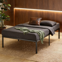 Neues Design Einfache Montage Robuster Holz-Metall-Raumspar-Doppelbettrahmen für Schlafsäle in Queen- und King-Size