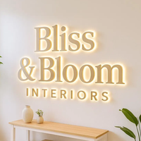Enseigne murale personnalisée en métal doré 3D avec lettres en relief pour réception, enseigne lumineuse LED en métal pour intérieur/extérieur