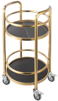 Chariot de service de luxe en acier inoxydable à 2 niveaux pour bar, thé et vin, robuste, pour hôtels, restaurants et traiteurs