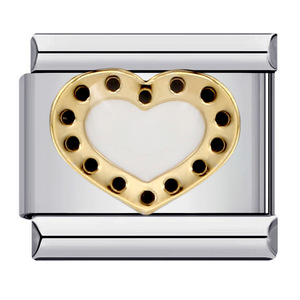 Pulsera con dijes de acero de titanio en forma de corazón, estilo italiano, modular, regalo para mujeres, hombres, unisex, accesorios de joyería, cristal, diamantes de imitación - Product Image 5