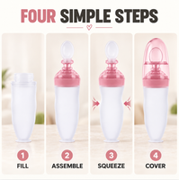 Biberon souple en silicone personnalisé avec cuillère en silicone pour bébé, cuillère d'alimentation pour bébé