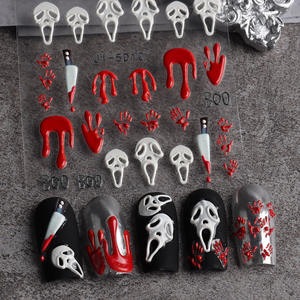 Pegatinas de uñas de Halloween 5D Scream Spooky Design Blood Skull Lips Nail Sticker - Product Image 2