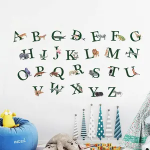 Custom Removable Personalized Self Adhesive Transparent Letter Decal Vinyl Animal Alphabet Wall Stickers