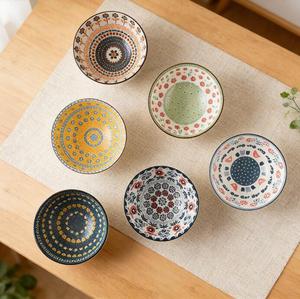 Bohemian Style 4.5 Inch Bowls Ceramic Tableware Gift <b>Set</b> Cereal Soup Rice Serving Bowl <b>Set</b> - Product Image 2