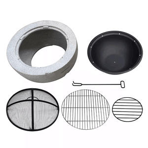 Table de foyer ronde en béton MGO pour jardin, avec couvercle en métal résistant à la chaleur - Product Image 3