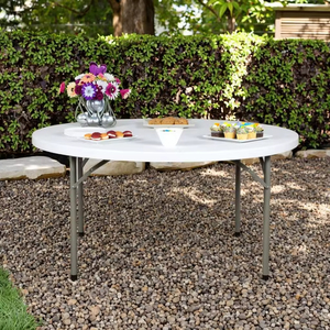 Mesa de Comedor Redonda de Plástico Blanca Moderna y Duradera de una Pieza de <span class=keywords><strong>60</strong></span>/72 Pulgadas, No se Dobla por la Mitad, para Eventos al Aire Libre y Bodas - Product Image 4