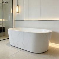 Baignoire autoportante portable écologique pour adultes Adak AK-1001, style moderne, surface solide, drain intégré, baignoire ovale pour immersion intérieure, 60 gallons+