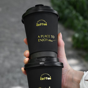 Customized logo Papercup TakeAway Disposable Ripple Double Wall 8 12oz to Go Boba Milk Tea Coffee Paper Cup with Holder <strong>Carrier</strong> - Product Image 3