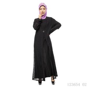 Abaya en polyester pour femme avec dentelle en strass, robe musulmane, vêtement de culte islamique, dropshipping et OEM, en stock, vente en gros, tapisserie en coton - Product Image 4
