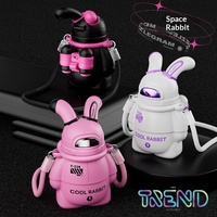 Gourde isotherme pour enfants en acier inoxydable 316 de qualité alimentaire, grande capacité, avec paille, anti-chute, motif lapin de dessin animé