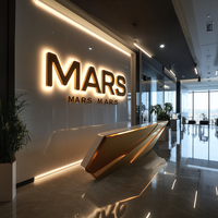 Enseigne commerciale personnalisée avec lettres lumineuses Grande enseigne en lettres 3D Enseigne en métal en acier inoxydable doré rétroéclairée pour salon d'affaires en intérieur
