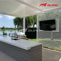 Kit de pergola SUNC Qutdoor pour extérieur, système de toiture imperméable 4x4m, construction de jardin, lames rotatives motorisées bioclimatiques