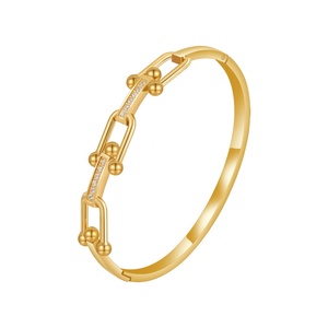 Ultimo 18K oro placcato in acciaio inox gioielli <span class=keywords><strong>U</strong></span> a forma di ferro di cavallo fibbia zircone braccialetto alla moda per le donne braccialetto B232379 - Product Image 1