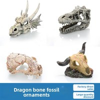 Crâne de dragon artificiel en résine, décoration d'aquarium, cachette pour crevettes, aménagement de bassin, fournitures pour reptiles, artisanat