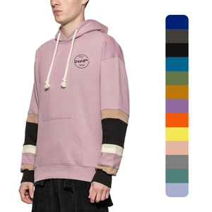 Jersey de felpa francesa de 280Gsm para hombre, nuevo y elegante, personalizado, estampado de soplo, cordón, hombro caído, retales multicolores bordados - Product Image 1