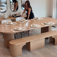 Table transformable design moderne en bois massif, table à manger pliante multifonctionnelle et mobile pour les fêtes