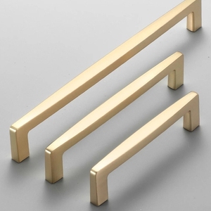 Poignées de meubles en alliage de zinc du Vietnam, poignées de tiroir carrées en T, finition or brossé nickel, pour armoires de cuisine - Product Image 1