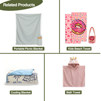 Premium Printed Polyester 2-in-1 Surf Poncho Beach Towel Tote Bag Quick Dry Sand Free Super Absorbent Microsuede Swimwear