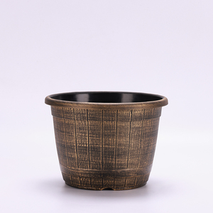Texture en bois jardinière en plastique ronde panier suspendu en plastique pots peints baril en plastique pots <span class=keywords><strong>de</strong></span> fleurs - Product Image 5