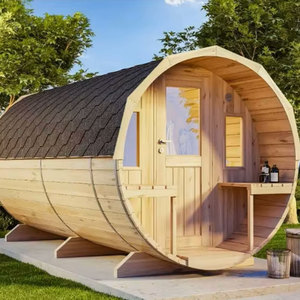 Sauna Moderna Eléctrica para Exteriores, <span class=keywords><strong>de</strong></span> Vapor Seco, Estilo Barril, <span class=keywords><strong>de</strong></span> <span class=keywords><strong>Cedro</strong></span> Rojo, con Chimenea, para Uso en Villas, con Capacidad para 4-6 Personas - Product Image 1