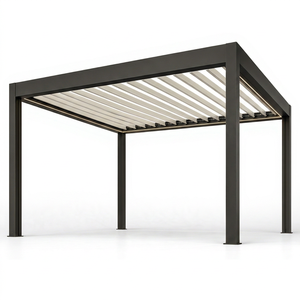 Pergola moderne en aluminium avec toit à lames, gazebo, pavillon de patio extérieur avec bande lumineuse LED - Product Image 1