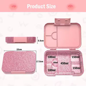 Oumeng Boîte à lunch Bento en plastique réutilisable sans BPA de haute qualité avec 4 compartiments pour enfants - Product Image 2