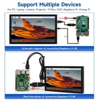 Écran LCD portable de 7 pouces, moniteur IPS 1024x600 avec entrée vidéo VGA/AV/HD pour PC, ordinateur portable, Raspberry Pi, Orange Pi, DVD