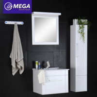 Ensemble d'évier commercial moderne à lavabo simple mural armoire à toilette en PVC bon marché miroir pour cuisine appartement en MDF carcasse