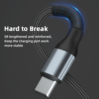 Kabel pengisi daya Cepat USB A ke USB C, kabel pengisian daya USB mikro 3A ke USB C