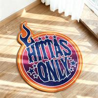 Tapis tufté personnalisé en forme de flamme irrégulière avec logo, tapis décoratif fait main style urbain pour la maison, le studio ou l'exposition
