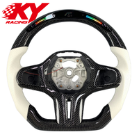 Volant personnalisé en fibre de carbone, cuir blanc et LED RPM pour BMW G01 G02 G05 G11 G20 G30 G22 G38 G80 G82 G87 M2 M3 M4 X3 X5