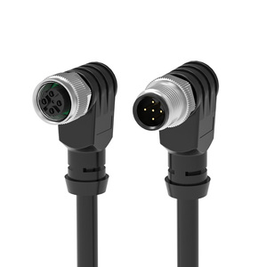 M12 разъем 5 Pin B код неэкранированный водонепроницаемый кабель IP68 разъем провода 90 градусов мужской женский круговой электронный соединитель - Product Image 1