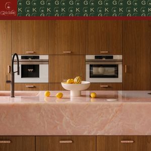 Îlot de cuisine en onyx rose pâle GOLDKING pour maison à plan ouvert, studio de <span class=keywords><strong>chef</strong></span>, suite d'hôtel et projets commerciaux - Product Image 2