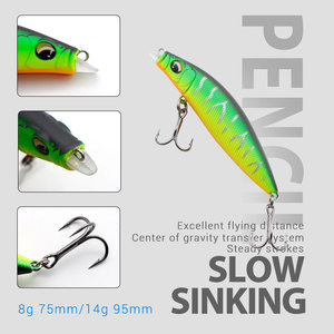 Nouveau leurre de pêche artificiel 8g 75mm 14g 95mm Minnow, leurre coulant pour la pêche en eau salée, leurre de pêche en eau profonde - Product Image 4