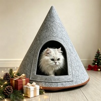 Tente durable en feutre DIY, décoration manuelle semi-fermée pour Noël, maison pour animaux de compagnie, lit-caverne en forme de cône pour chat