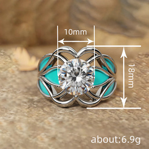 Anillo de Diamantes de Oro Blanco T0881, Corte Brillante Redondo, Color G Natural, Joyería Romántica de Compromiso para Mujer - Product Image 4