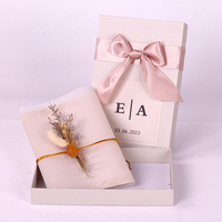 Boîte-cadeau d'invitation de mariage de luxe de conception créative joli papier mat avec nœud de ruban emballage de carte de mariage de bonbons et de chocolat
